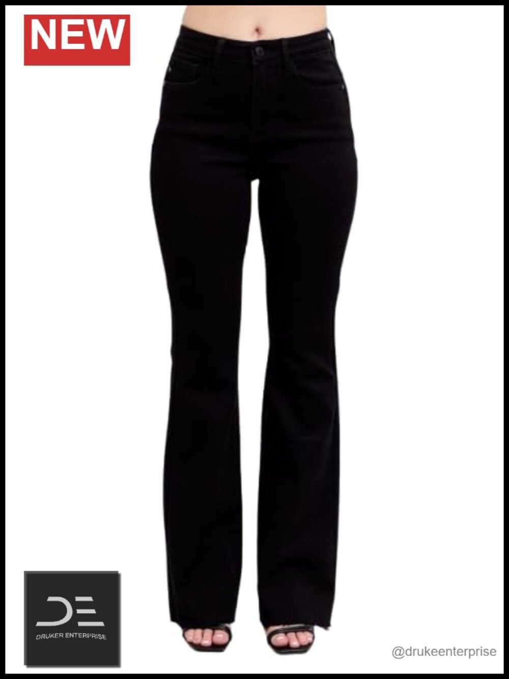 High-Waist Flare Jeans Stretch Denim Star Seam Detail Women's Size 30 NEW